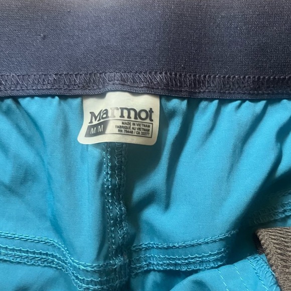 Marmot men’s teal blue pull on athletic stretch outdoor shorts size medium - Picture 4 of 5